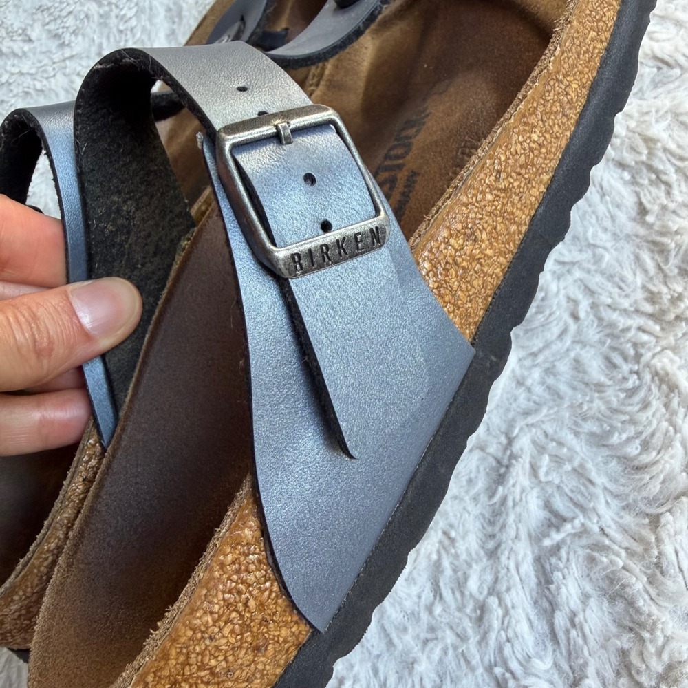 Birkenstock Gizeh Birko-Flor Steel Blue Grey Thong Sandals 38 7 7.5 - Picture 10 of 14